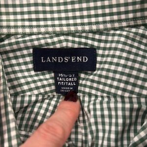 Lands' End Green Checkered Men's Shirt